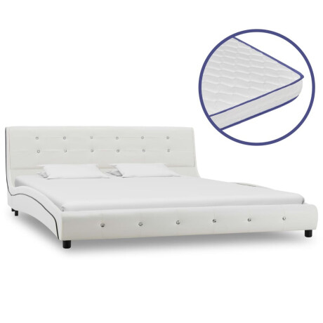 vidaXL Bed met traagschuim matras kunstleer wit 160x200 cm