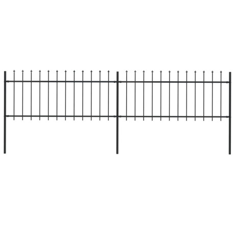 vidaXL Tuinhek met speerpunt staal 359x80 cm zwart