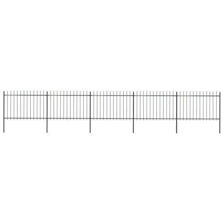 vidaXL Tuinhek met speerpunt staal 892,5x120 cm zwart
