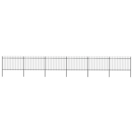 vidaXL Tuinhek met speren bovenkant 10,2x1,2 m staal zwart