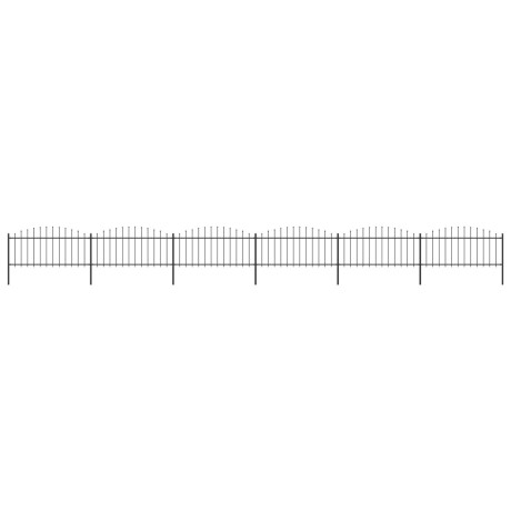 vidaXL Tuinhek met speren bovenkant (0,5-0,75)x10,2 m staal zwart