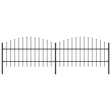 vidaXL Tuinhek met speren bovenkant (0,75-1)x3,4 m staal zwart