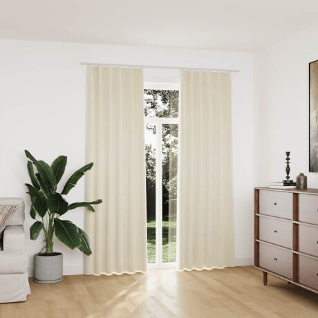 vidaXL Gordijnen verduisterend 2 st met haken 140x225 cm fluweel crème