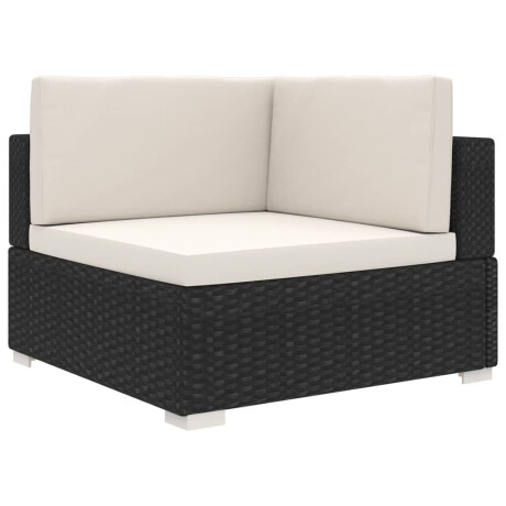 vidaXL Hoekbank 1 st met kussens poly rattan zwart