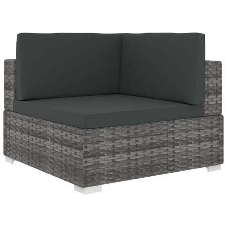 vidaXL Hoekbank 1 st met kussens poly rattan grijs