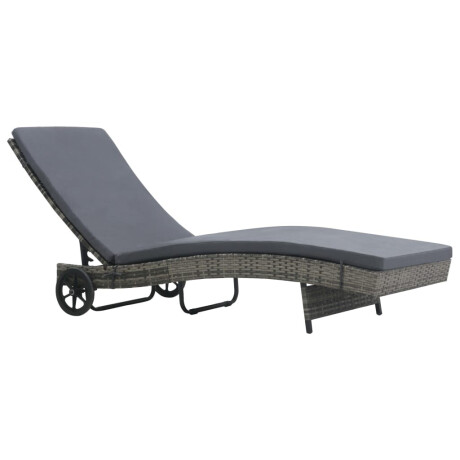 vidaXL Ligbed met wielen en kussen poly rattan antraciet