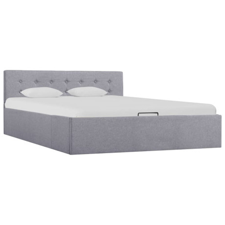 vidaXL Bedframe met hydraulische opslag stof lichtgrijs 140x200 cm