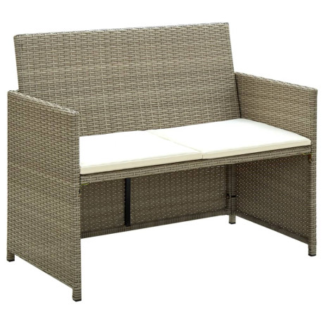 vidaXL Tuinbank 2-zits met kussens poly rattan beige