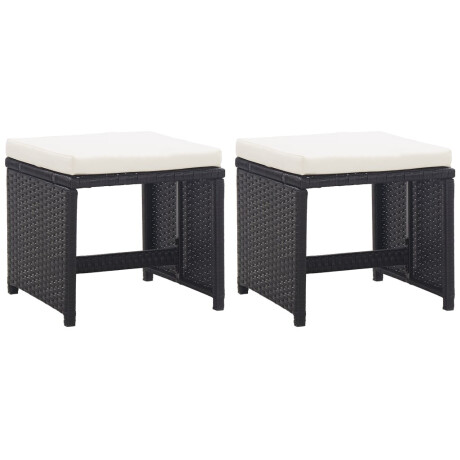 vidaXL Tuinkrukken 2 st met kussens poly rattan zwart