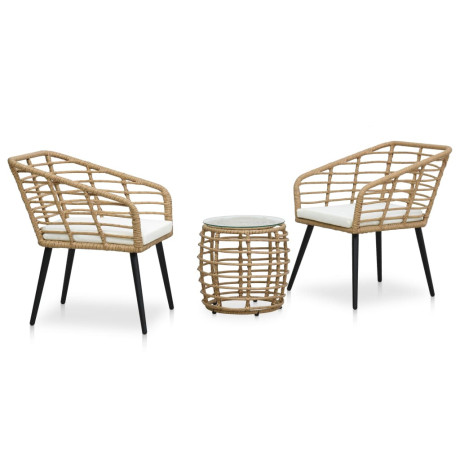 vidaXL 3-delige Bistroset poly rattan eikenkleurig