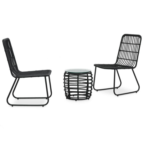 vidaXL 3-delige Bistroset poly rattan zwart