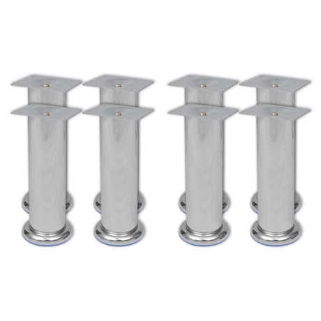 vidaXL Bankpoten 8 st rond 180 mm chroomkleurig