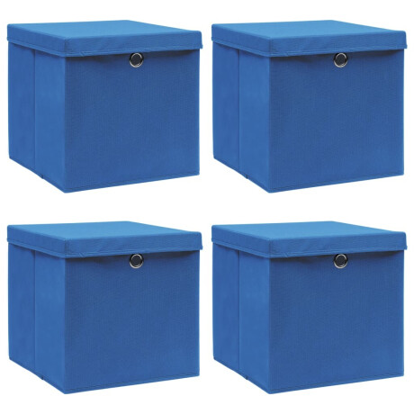 vidaXL Opbergboxen met deksel 4 st 32x32x32 cm stof blauw