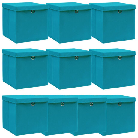 vidaXL Opbergboxen met deksel 10 st 32x32x32 cm stof babyblauw