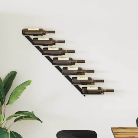 vidaXL Wijnrek voor 7 flessen wandmontage metaal zwart