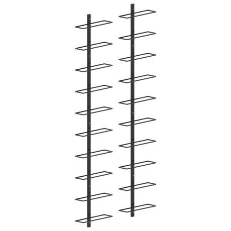 vidaXL Wijnrekken voor 20 flessen wandmontage 2 st metaal zwart