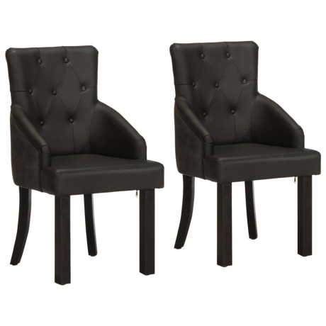 vidaXL Eetkamerstoelen 2 st echt geitenleer zwart