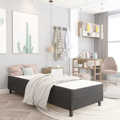 vidaXL Boxspring stof donkergrijs 100x200 cm