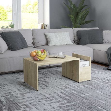 vidaXL Salontafel 90x45x35 cm bewerkt hout sonoma eikenkleurig
