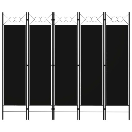 vidaXL Kamerscherm met 5 panelen 200x180 cm zwart