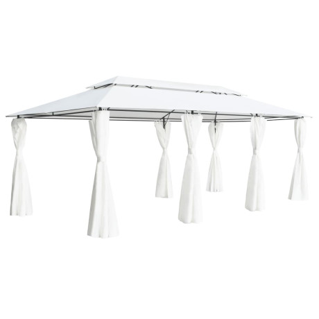 vidaXL Prieel met gordijnen 180g/m² 600x298x270 cm wit