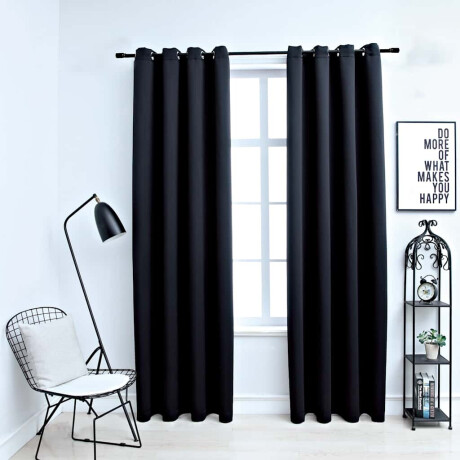 vidaXL Verduisteringsgordijnen met ringen 2 stuks zwart 137x213 cm stof
