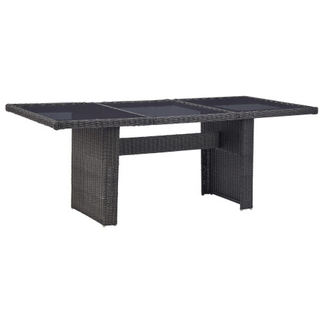 vidaXL Tuintafel 200x100x74 cm glas en poly rattan zwart