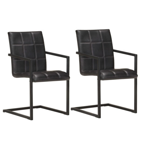 vidaXL Eetkamerstoelen 2 st echt leer zwart