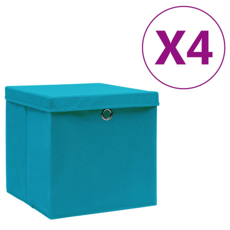 vidaXL Opbergboxen met deksel 4 st 28x28x28 cm babyblauw