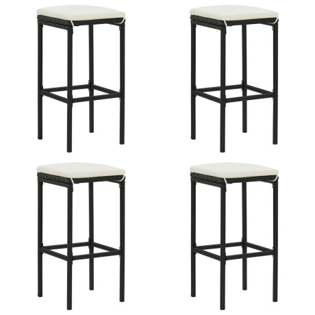 vidaXL Barkrukken met kussens 4 st poly rattan zwart