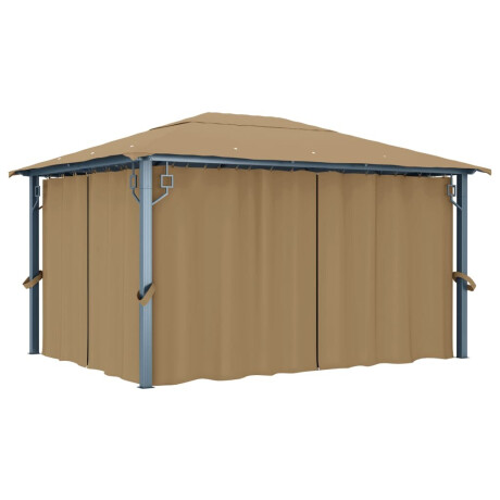 vidaXL Prieel met gordijn 400x300 cm aluminium taupe