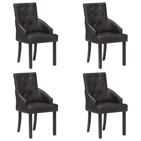 vidaXL Eetkamerstoelen 4 st echt geitenleer zwart