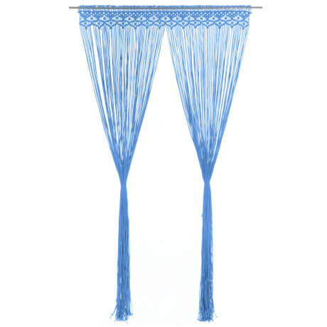 vidaXL Gordijn macramé 140x240 cm katoen blauw