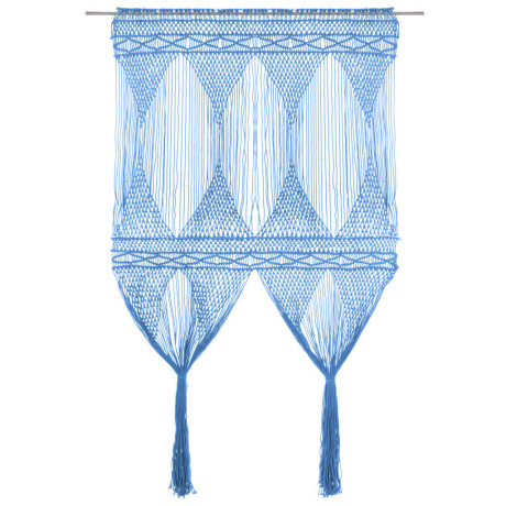 vidaXL Gordijn macramé 140x240 cm katoen blauw
