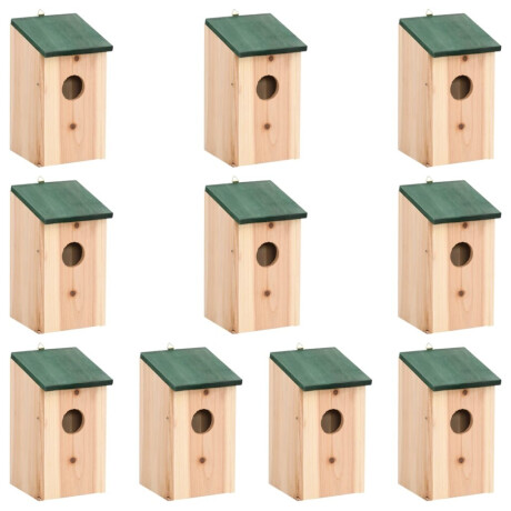 vidaXL Vogelhuisjes 10 st 12x12x22 cm massief vurenhout