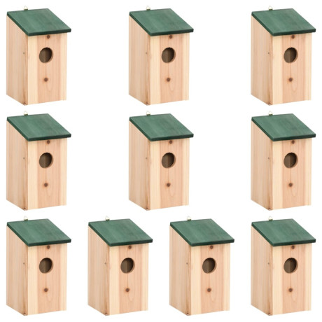 vidaXL Vogelhuisjes 10 st 12x12x22 cm massief vurenhout