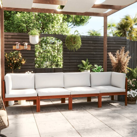 vidaXL 4-zits tuinbank met kussen acaciahout & touw