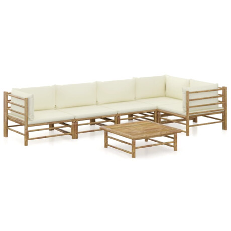 vidaXL 6-delige Loungeset met crèmewitte kussens bamboe