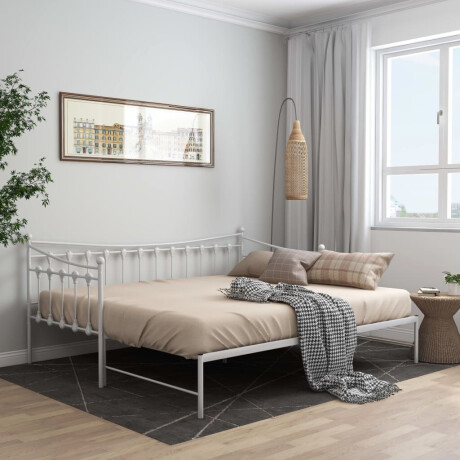 vidaXL Slaapbank uittrekbaar metaal wit 90x200 cm