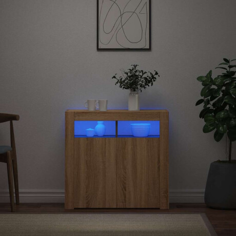vidaXL Dressoir met LED-verlichting 80x35x75 cm sonoma eikenkleurig