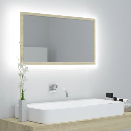 vidaXL Badkamerspiegel LED 80x8,5x37 cm acryl sonoma eikenkleurig