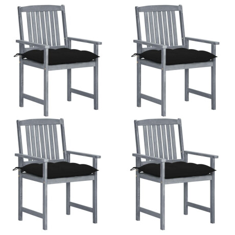 vidaXL Tuinstoelen 4 st met kussens massief acaciahout grijs
