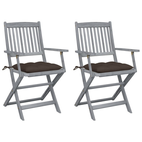 vidaXL Tuinstoelen 2 st inklapbaar met kussens massief acaciahout