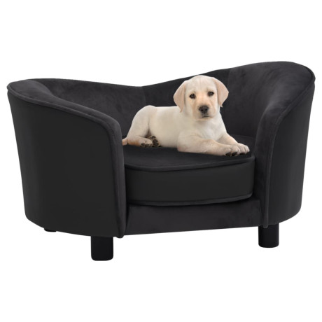 vidaXL Hondenbank 69x49x40 cm pluche en kunstleer zwart