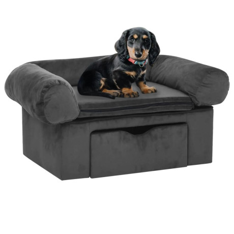 vidaXL Hondenbank met lade 75x50x38 cm pluche donkergrijs