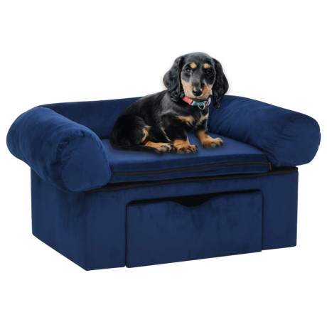 vidaXL Hondenbank met lade 75x50x38 cm pluche blauw