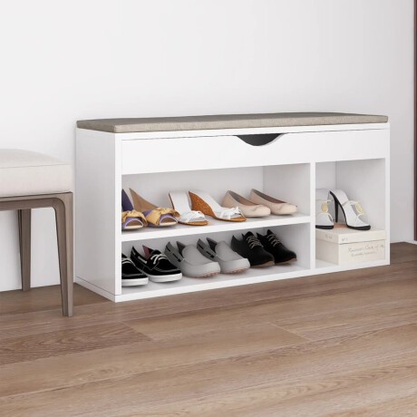 vidaXL Schoenenbank met kussen 104x30x49 cm bewerkt hout wit