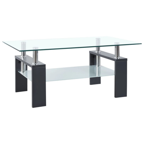 vidaXL Salontafel 95x55x40 cm gehard glas transparant en grijs