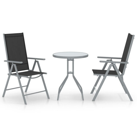 vidaXL 3-delige Bistroset aluminium en textileen zilverkleurig