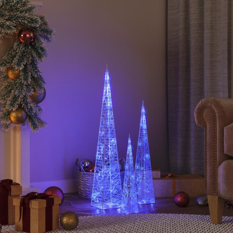 vidaXL Lichtkegelset decoratief LED 30/45/60 cm acryl blauw